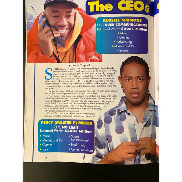 Ebony Magazine, January 2001, Swimsuit Issue, "CEO$ of Hip Hop," Cover Story - Picture 12 of 12